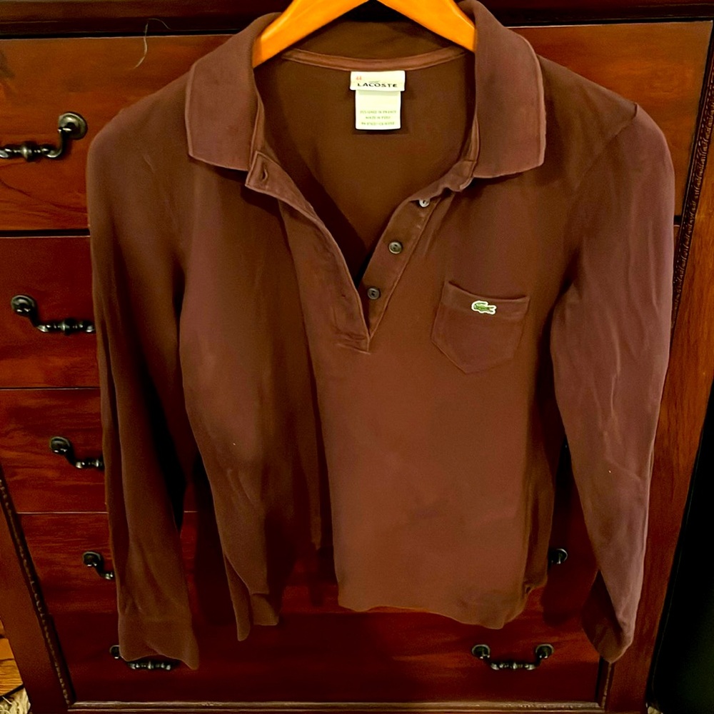 Lacoste brown Long Sleeve Polo Size 44